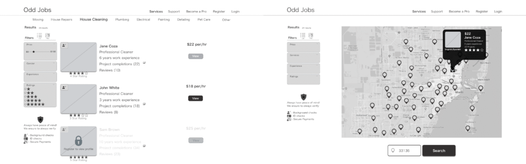 Odd Jobs - List & Map View